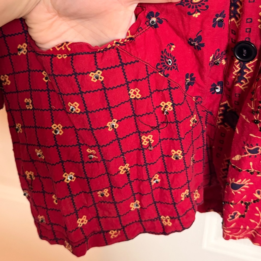 Sacred Threads Boho 100% Cotton Oversized Beaded Blouse - Picture 5 of 5